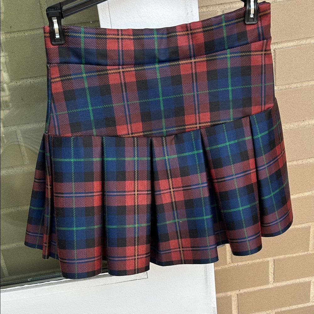 Dolls Kill School Uniform Plaid Pleated Skirt - Red and Blue